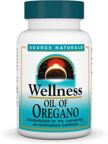 Source Naturals Wellness Oil Of Oregano - Standardized To 70% Carvacrol - 60 Vegetarian Capsules