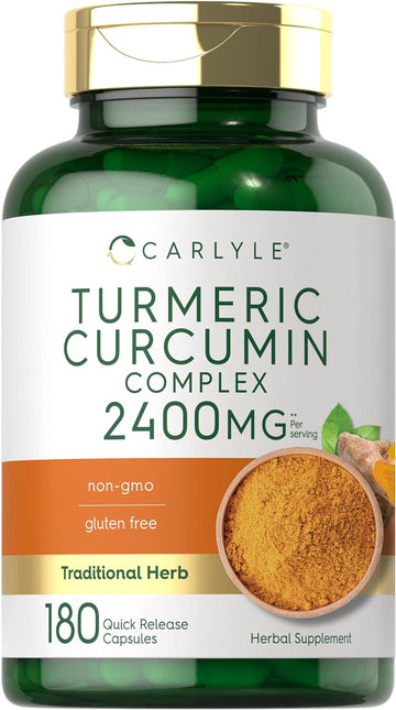 Carlyle Turmeric Curcumin Supplement 2400Mg | 180 Powder Capsules | Herbal Formula | Non-Gmo, Gluten Free