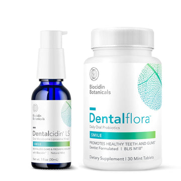 Biocidin Dentalcidin Lsf Mouth Rinse (1 Oz) & Oral Probiotic (30 Tablets) - Oral Mouthwash To Help Fight Biofilms & Bad Breath With Oral Probiotics To Support The Microbiome, Gums & Teeth (2 Products)