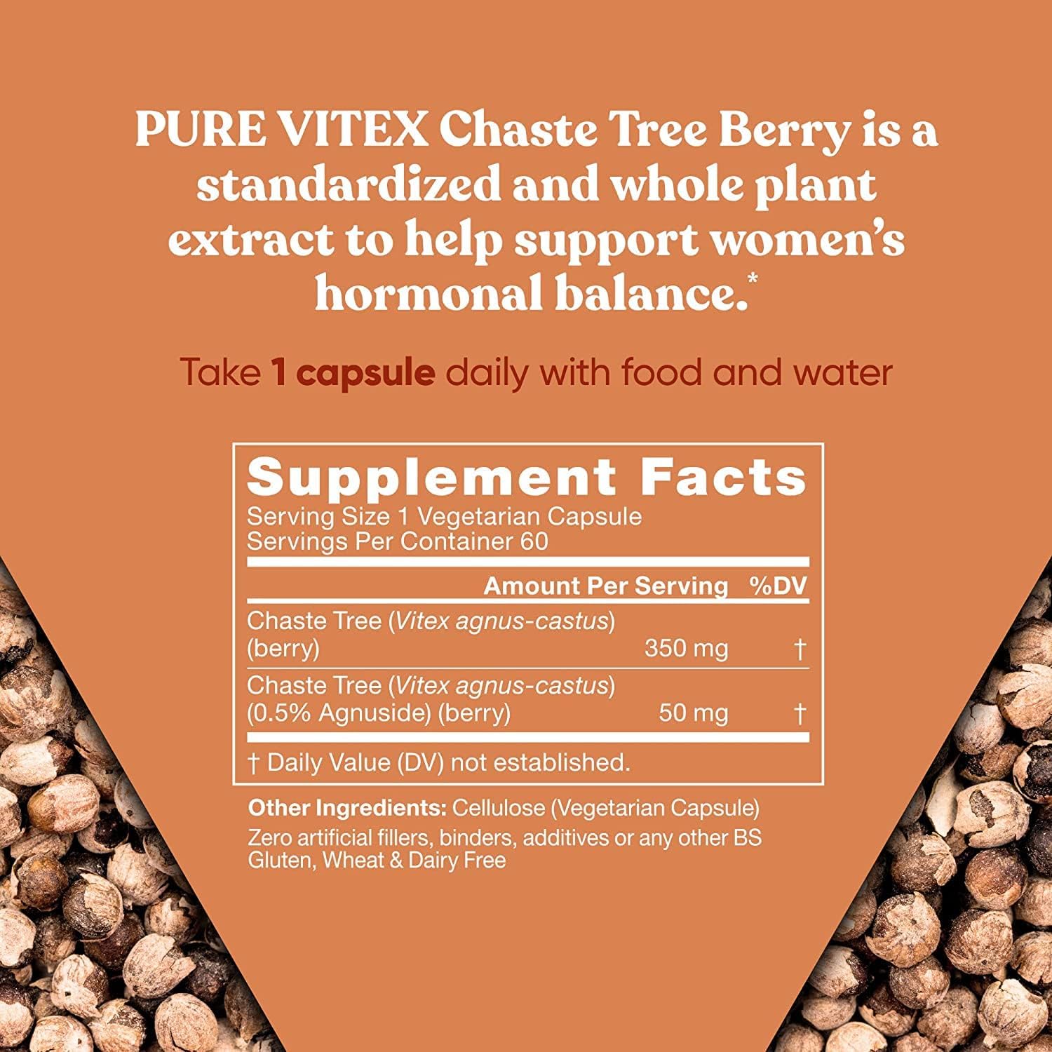 Vitex Pure 400 Mg Chasteberry – Natural PMS Support, Balance Hormones, Regulate Cycle, Promote Skin Health – Full-spectrum & Standardized – 60 Vegan Soft Capsules : Health & Household