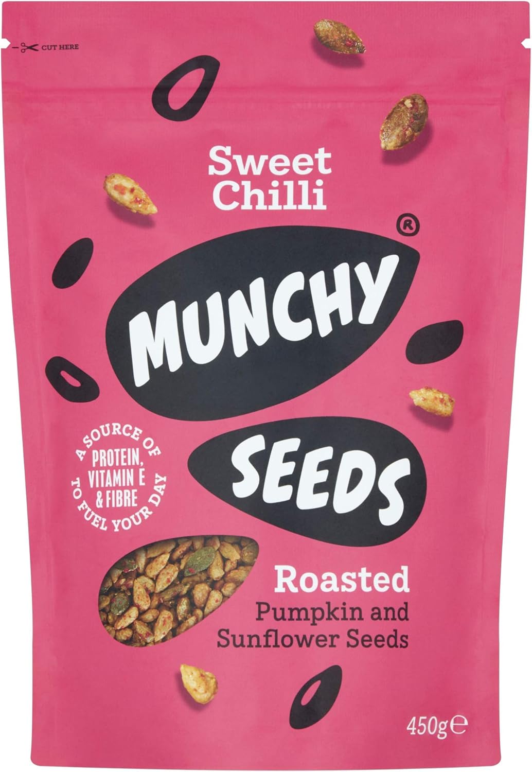Munchy Seeds Sweet Chilli, Sunflower, Pumpkin, Wheat & Gluten-Free, Plant-Based Fibre & Vitamin E, To Eat Or Add To Salads Or Stir Fry, Vegan Protein Snack For Kids And Adults - 450G Mega Pack