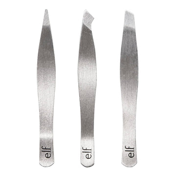 E.L.F. Tweezer Trio Kit, Three Mini Eyebrow Tweezers For Shaping, Defining & Grooming Brows, Great For Touchups On The Go, Vegan & Cruelty-Free