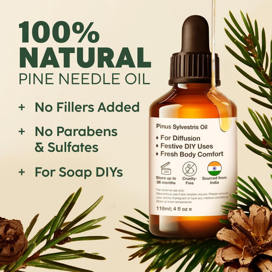 Kukka Pine Essential Oils For Diffuser - 100% Natural Fall Pine Oil Essential Oil - Pine Essential Oil For Candle Making Pine Needle Essential Oil - Soap Making Scent & Diy (4 Fl Oz)