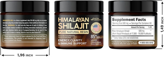 Shilajit Pure Himalayan Resin | Lab Tested In Usa | Naturally Occurred Shilajit For Men & Women | 85+ Trace Minerals & Fulvic Acid Complex | Energy, Mental, Immune Support - 1.05 Fl Oz, 2 Month Supply