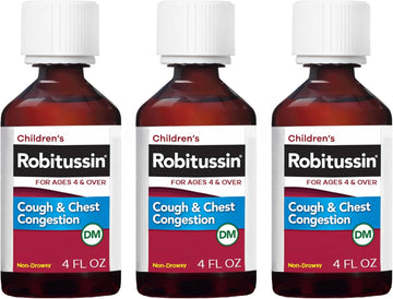 Robitussin Cough And Chest Congestion Dm, Children'S Cough Medicine, Grape Flavor - 4 Fl Oz X 3