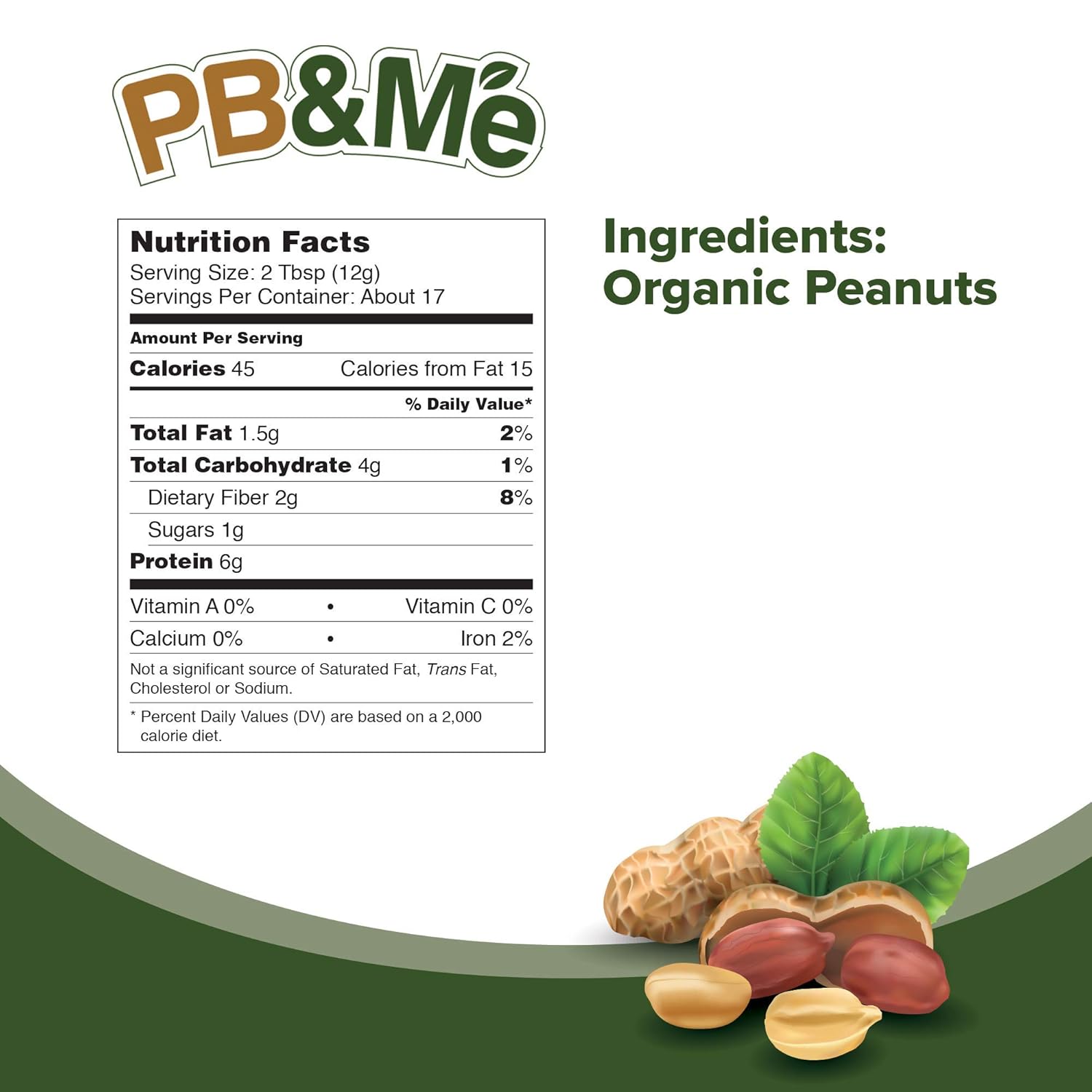 Pb&Me Natural Powdered Peanut Butter - Gluten Free, High Protein, Less Calorie Peanut Butter For Smoothie And Protein Shake Add Ins- 87% Less Fat Than Creamy Peanut Butter - No Sugar, 200G