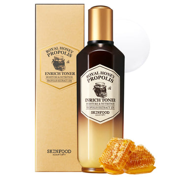 SKINFOOD Royal Honey Propolis Enrich Toner 160ml, Facial Toner with Honey Extracts for Skin Nurture and Hydration, Anti-Aging Facial Toner for Strengthening Skin Moisture Barrier