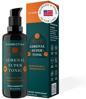 Cymbiotika Adrenal Super Tonic Liquid Supplement With Ashwagandha, Zinc, Lavender, Holy Basil, For Immune Support & Relaxation, Gluten Free, Vegan, Keto, Berry, 2 Fl Oz