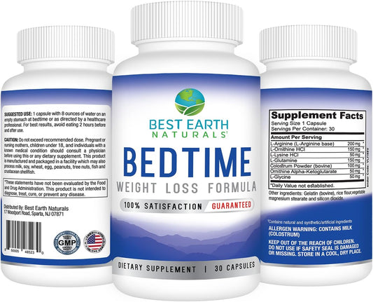 Best Earth Naturals Bedtime Weight Loss Supplement - Helps Boost Metabolism, Suppress Appetite and Reduce Sugar Cravings While You Sleep 30 Day Supply