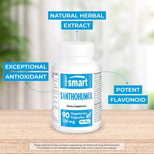 Supersmart - Xanthohumol Supplement 150Mg Per Day (Hops Flower Extract) | Non-Gmo & Gluten Free - 90 Vegetarian Capsules