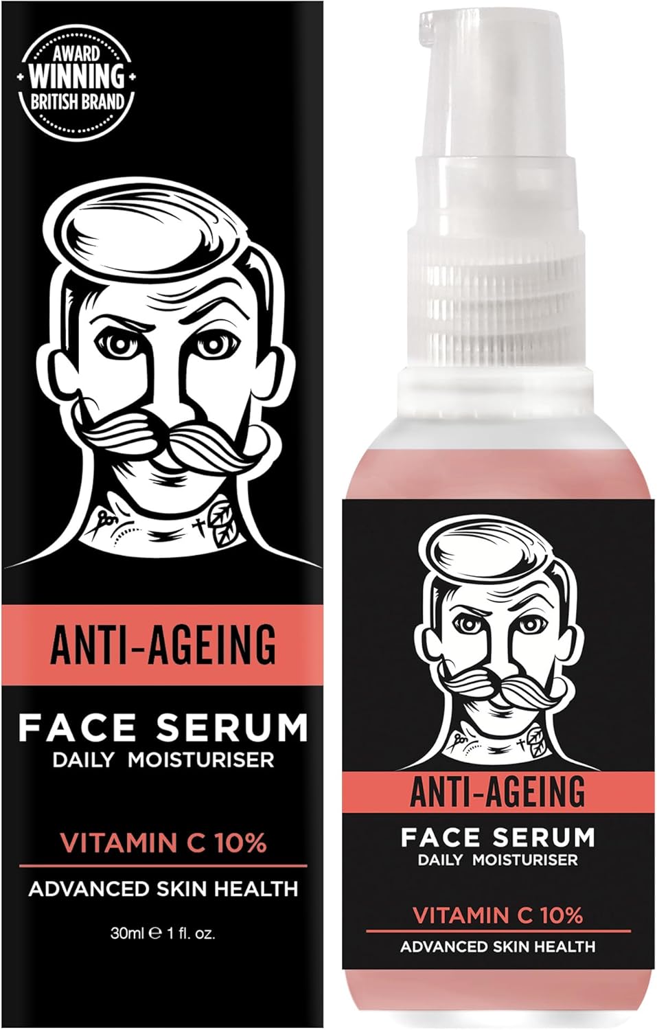 Barber Pro Anti-Ageing Face Serum Mens Skincare Vitamin C Moisturiser & Antioxidant Face Cream Skincare Multi Award Winning Brand 30Ml
