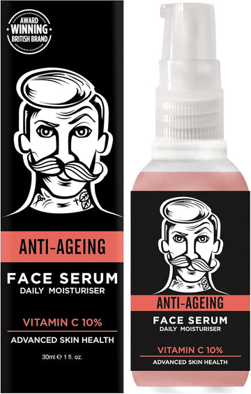 Barber Pro Anti-Ageing Face Serum Mens Skincare Vitamin C Moisturiser & Antioxidant Face Cream Skincare Multi Award Winning Brand 30Ml