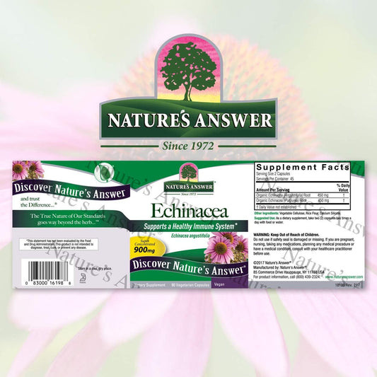 Nature's Answer Echinacea Purpurea Herb Vegetarian Vegan 900 mg 90 Capsules Non GMO Gluten Free