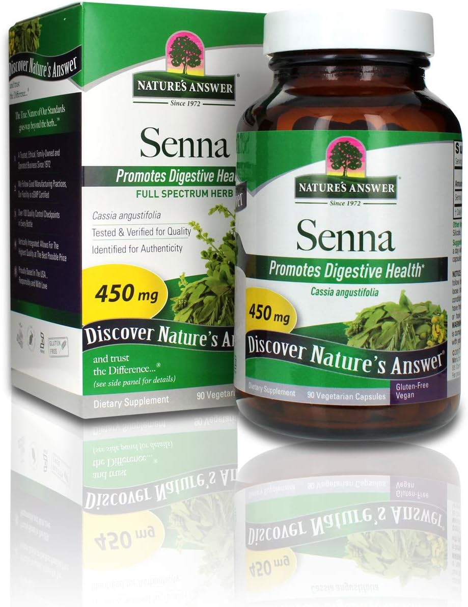 Nature'S Answer Senna Leaf | Dietary Supplement | Promotes Digestive Health | Vegan, Gluten-Free & Kosher Certified | Vegetarian Capsules 90Ct