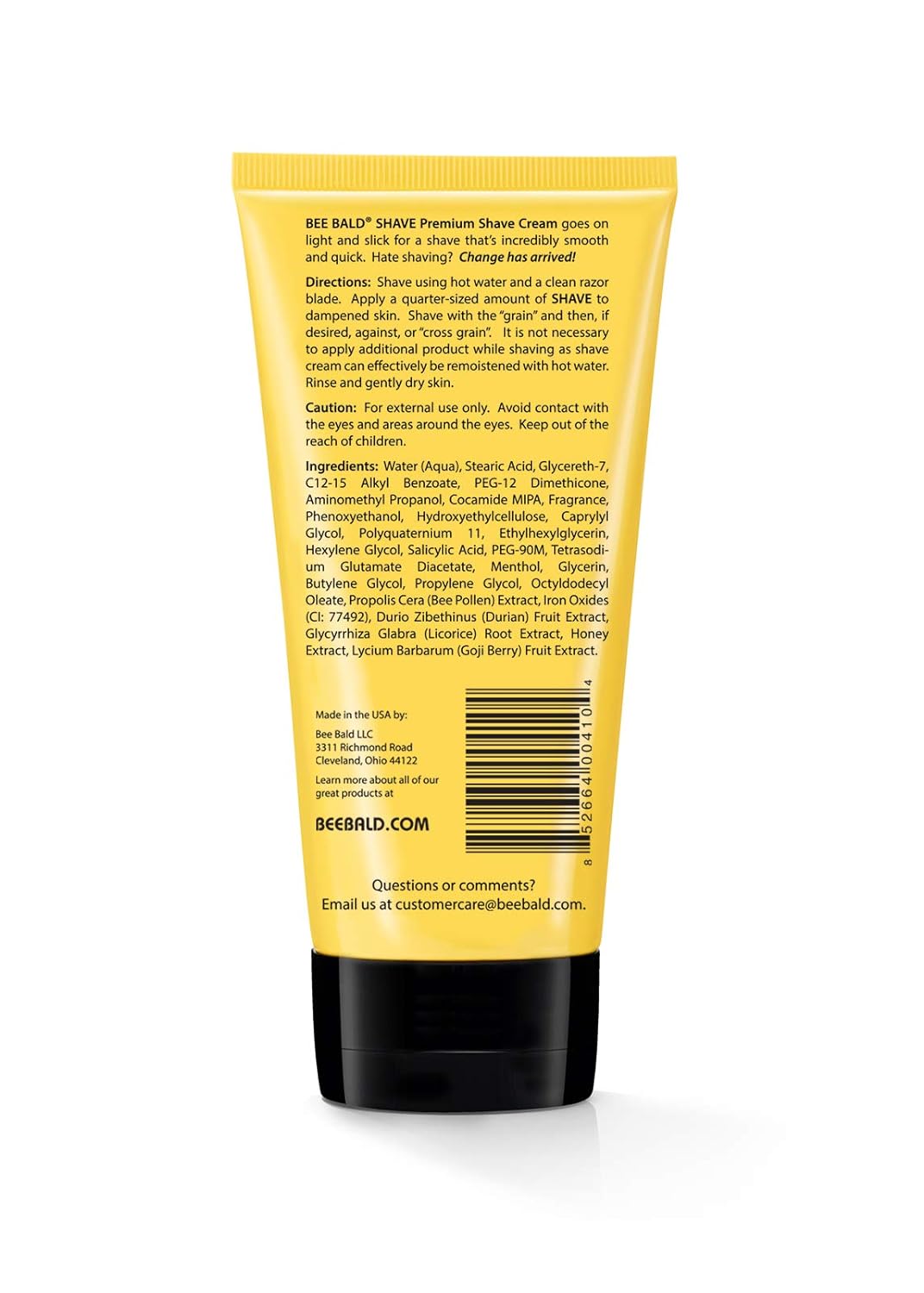 BEE BALD SHAVE Premium Shave Cream Goes On Light & Slick For A Shave That's Incredibly Smooth & Quick For Both Face And Head, 6 Fl Oz : Beauty & Personal Care
