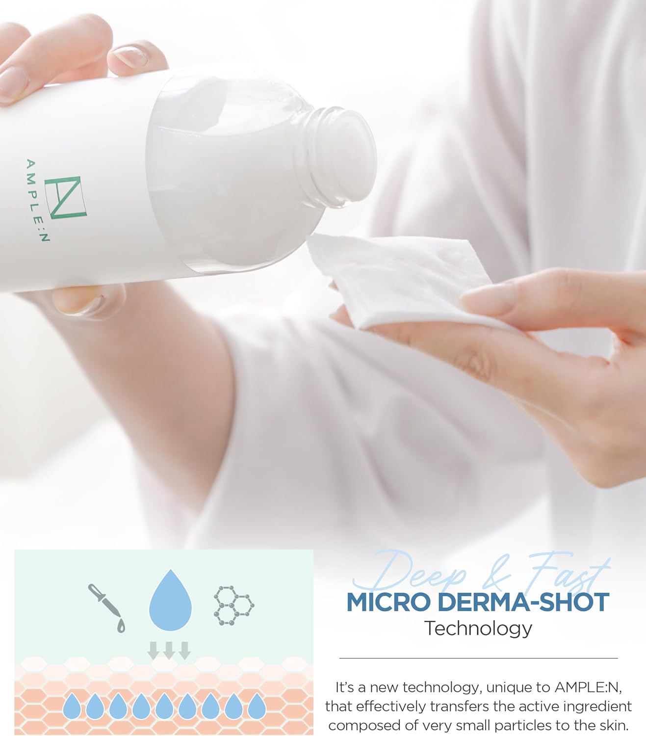 Ample:N Hyaluron Shot Toner – Korean Hyaluronic Acid And Ceramide Hydrating Face Toner - Moisturizing Essence For Minimizing Wrinkles – Dewy Healthy Glow Skin Booster For Dry Skin, 20.3 Fl.Oz. : Beauty & Personal Care