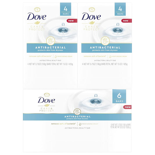 Dove Beauty Bar For All Skin Types Antibacterial Protects From Skin Dryness 3.75 Oz 14 Bar