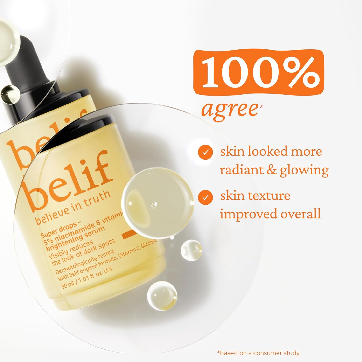 Belif Super Drops 5% Niacinamide & Vitamin C Serum | Evens Skin Tone, Reduces Dark Spots & Post-Blemish Marks, Soothes Redness With Aha & Glutathione : Beauty & Personal Care