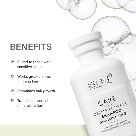 Keune Care Derma Activate Shampoo, Anti-Hair Loss & Volumizing Cleanser For Thinning Hair, 10.1 Fl Oz