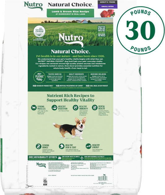 Nutro Natural Choice Small Bites Adult Dry Dog Food, Lamb And Brown Rice Recipe, 30 Lbs