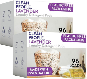 The Clean People Laundry Detergent Pods - Hypoallergenic Laundry Pods - Ultra Concentrated, Recyclable Packaging, Stain Fighting - Lavender, 192 Pack