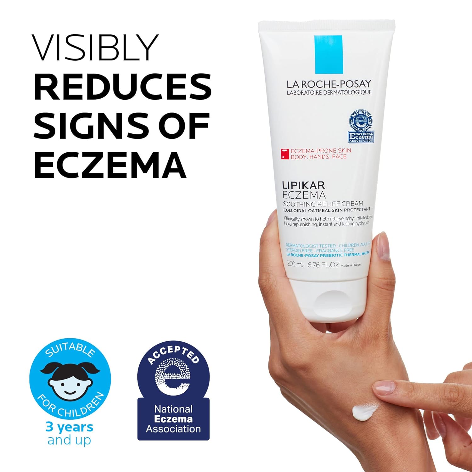 La Roche-Posay Lipikar Soothing Relief Eczema Cream, Face and Body Lotion For Eczema and Sensitive, Dry Skin, Moisturizer with Colloidal Oatmeal to Relieve Irritation : Health & Household