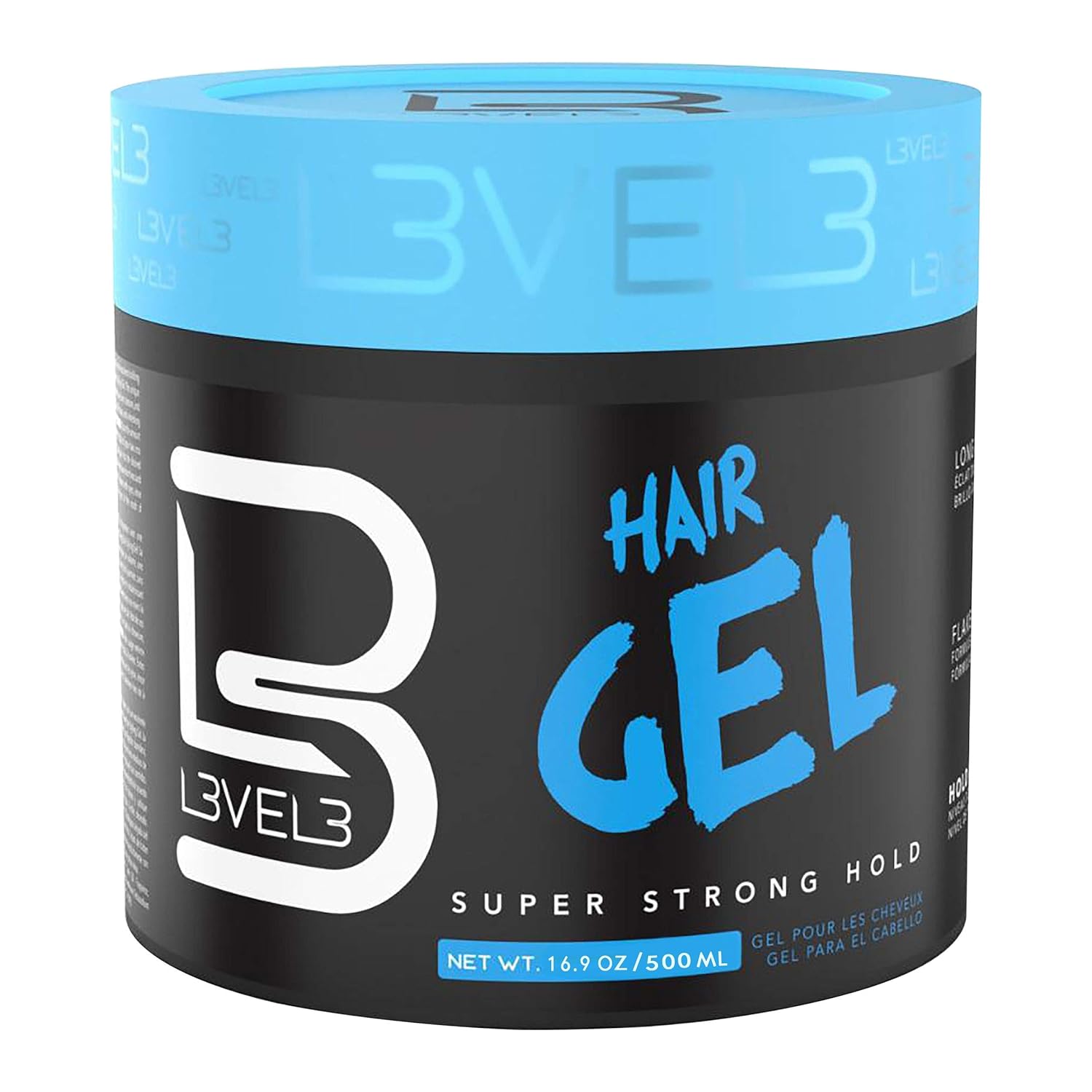 L3 Level 3 Hair Gel - Super Strong Hold - Flake Free - Long Lasting Shine For Men And Women - Level Three Gel - Add Volume And Texture - 500Ml Bundle Of 3