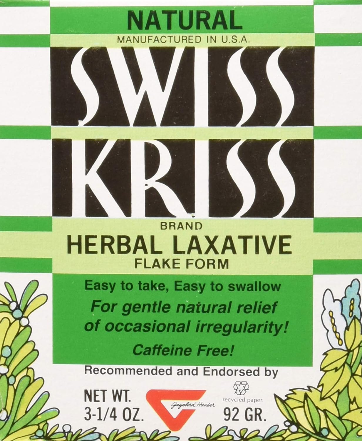 Modern Products Swiss Kriss Herbal Laxative Flake, 3.25 Ounce - 6 per case