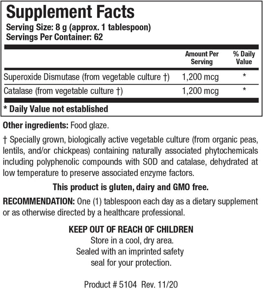 Biotics Research Dismuzyme Plus Granules Sod, 1200 Catalase, High Antioxidant Activity, Supports Immune System. Contains: 17.9 Ounces 500 Grams 62 Servings