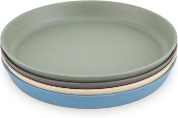 WeeSprout Bamboo Plates (Blue, Green, Gray, & Beige, Without Lids)