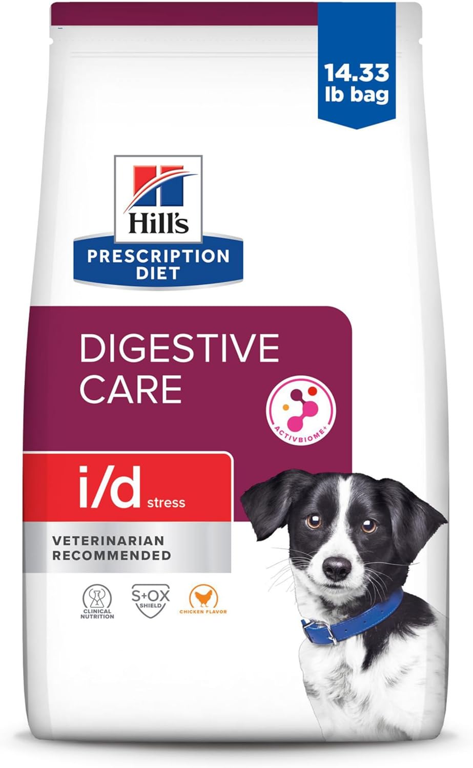 Hill'S Prescription Diet I/D Stress Digestive Care Chicken Flavor Dry Dog Food, Veterinary Diet, 14.33 Lb. Bag