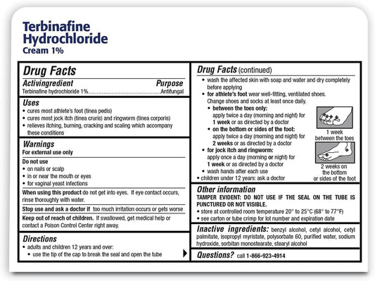 Taro Terbinafine Hydrochloride 1% Athletes Foot Treatment, Antifungal Cream For Skin, Effective Anti Fungal Cream For Athlete'S Foot Relief And Skin Health, 1 Oz Tube