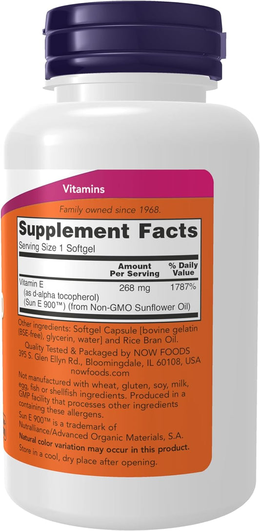 NOW Supplements, Sun-E? 400 IU with d-alpha Tocopherol from Non-GMO Sunflower Oil, 120 Softgels