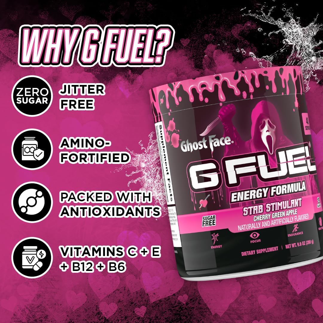 G Fuel Nightmare On Elm Street Energy Drink Powder, Pre Workout Caffeine Mix For Gaming, Sugar Free Focus Amino, Vitamin + Antioxidant, 9.9Oz (Tart Fruit Punch, 40 Serving) : Health & Household