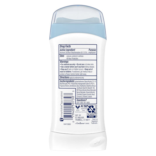 Dove Invisible Solid Antiperspirant Deodorant Stick 2 Count Original Clean, For Women, For All Day Underarm Sweat & Odor Protection 2.6 Oz