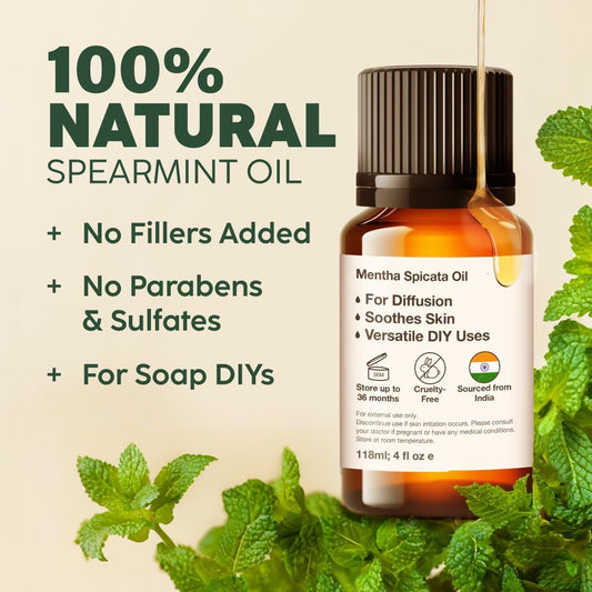 Kukka Spearmint Essential Oil For Diffuser - 100% Natural Aromatherapy Spearmint Oil For Skin Care Bath Bombs Soaps And Candles - Soap Making Scent & Diy (0.34 Fl Oz)