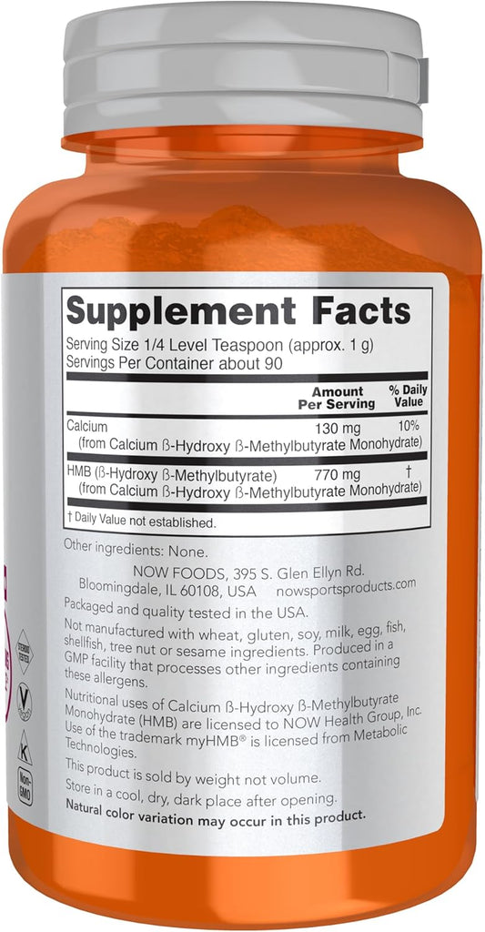 Now Foods Sports Nutrition, Hmb (-Hydroxy -Methylbutyrate)Powder, Sports Recovery*, 90 Grams