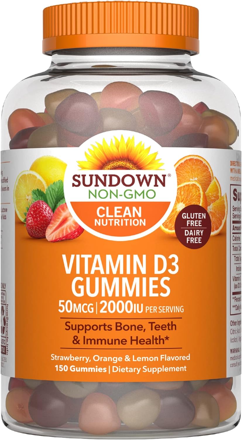 Sundown Vitamin D3 Gummies, Supports Bone, Teeth, and Immune Health, 150 Gummies (Value Size)