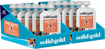 Solid Gold Bone Broth Cat Food Topper - Lickable Wet Cat Food With Protein Shreds For Hydration - Easy To Serve Wet Cat Food Gravy Bone Broth For Cats - Healthy Cat Snacks Treats - Salmon - 12 Pack