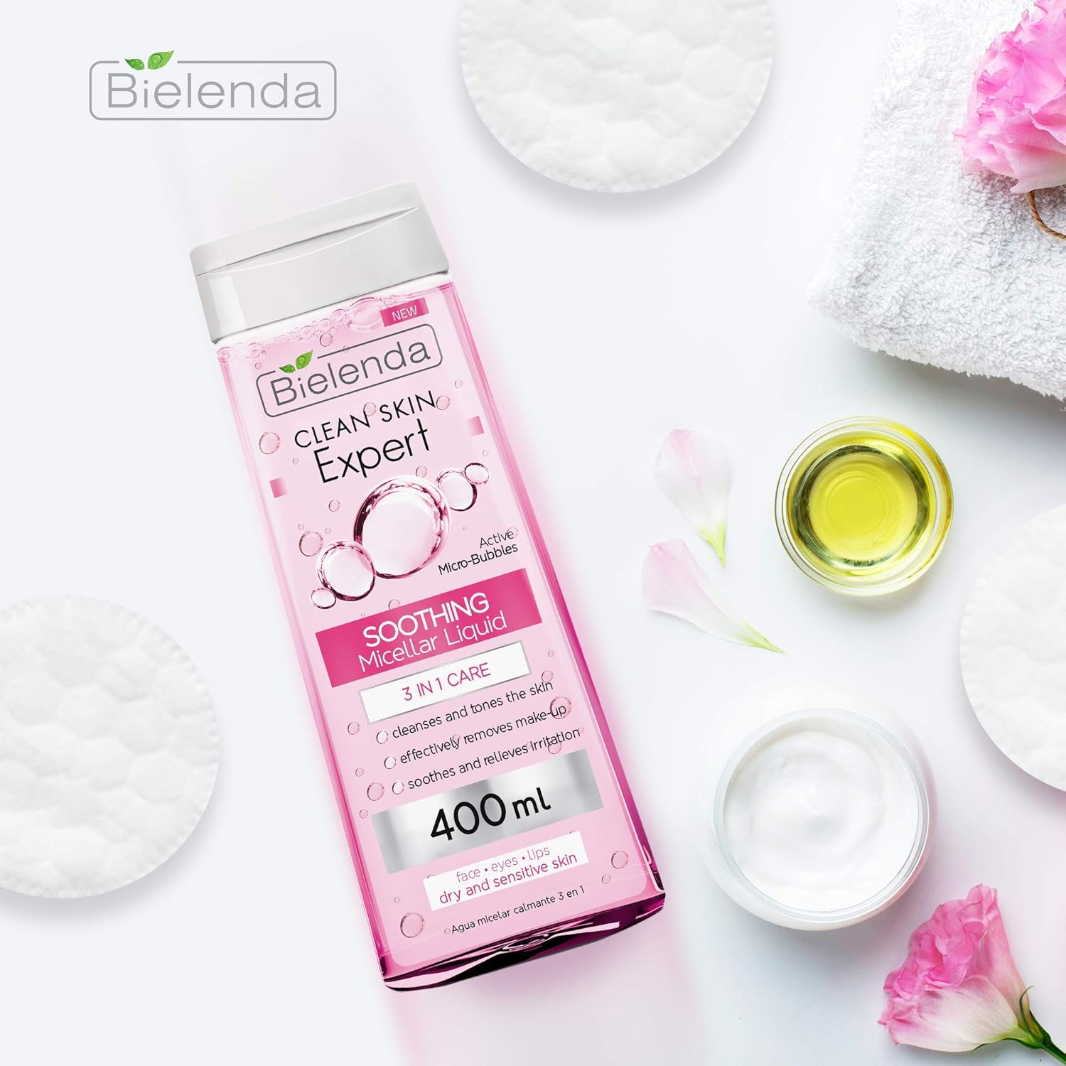 Bielenda Clean Skin Expert - 3-In-1 Soothing Micellar Water For Make-Up Removal And Cleansing Of The Face, Eyes And Lips - Clean Skin Expert 3 In 1 Soothing Micellar Water - 400 ml : Amazon.co.uk: Beauty