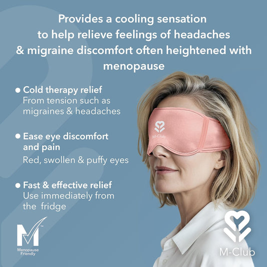 M-Club Cooling Eye Mask Suitable For Migraines, Headaches & Menopause – Reusable Cold Eye Mask – Soft, Flexible Fit For Relaxation & Sleep