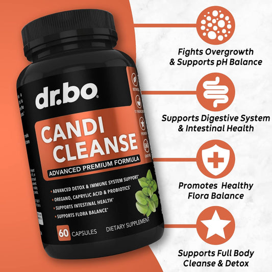 Candi Liver Cleanse Support Supplement - Balance Control Probiotic Complex Cleanser for Women & Men - Oral Herbal Oregano & Caprylic Acid Capsules, Gallbladder Care Capsules & Milk Thistle Dandelion