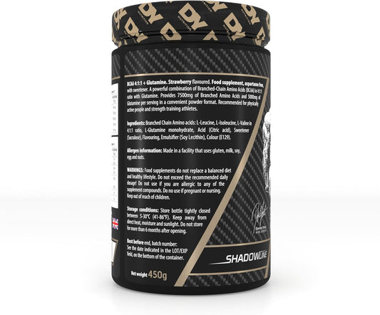 Dy Nutrition Hit Bcaa 4:1:1 + Glutamine, 450G, 30 Servings (Strawberry Flavour) Branch Chain Amino Acid Powder Drink For Optimal Pump & Performance | Pre & Intra Workout Supplement