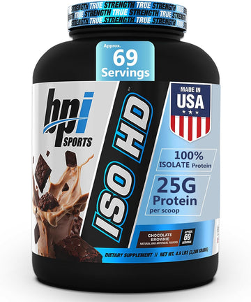 Bpi Sports Iso Hd Isolate Protein Powder – 100% Whey Isolate, Protein Powder For Muscle Gain - Chocolate Brownie - 1.6 Lb - 23 Servings