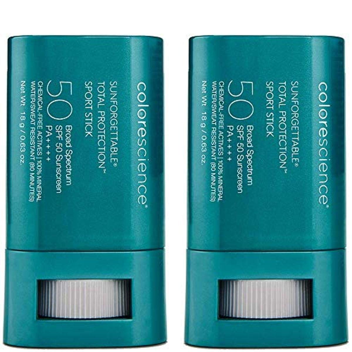 Colorescience Sunforgettable Total Protection Sport Stick SPF 50, Mineral, Broad Spectrum, Water/Sweat Resistant, Reef Safe, Hypoallergenic