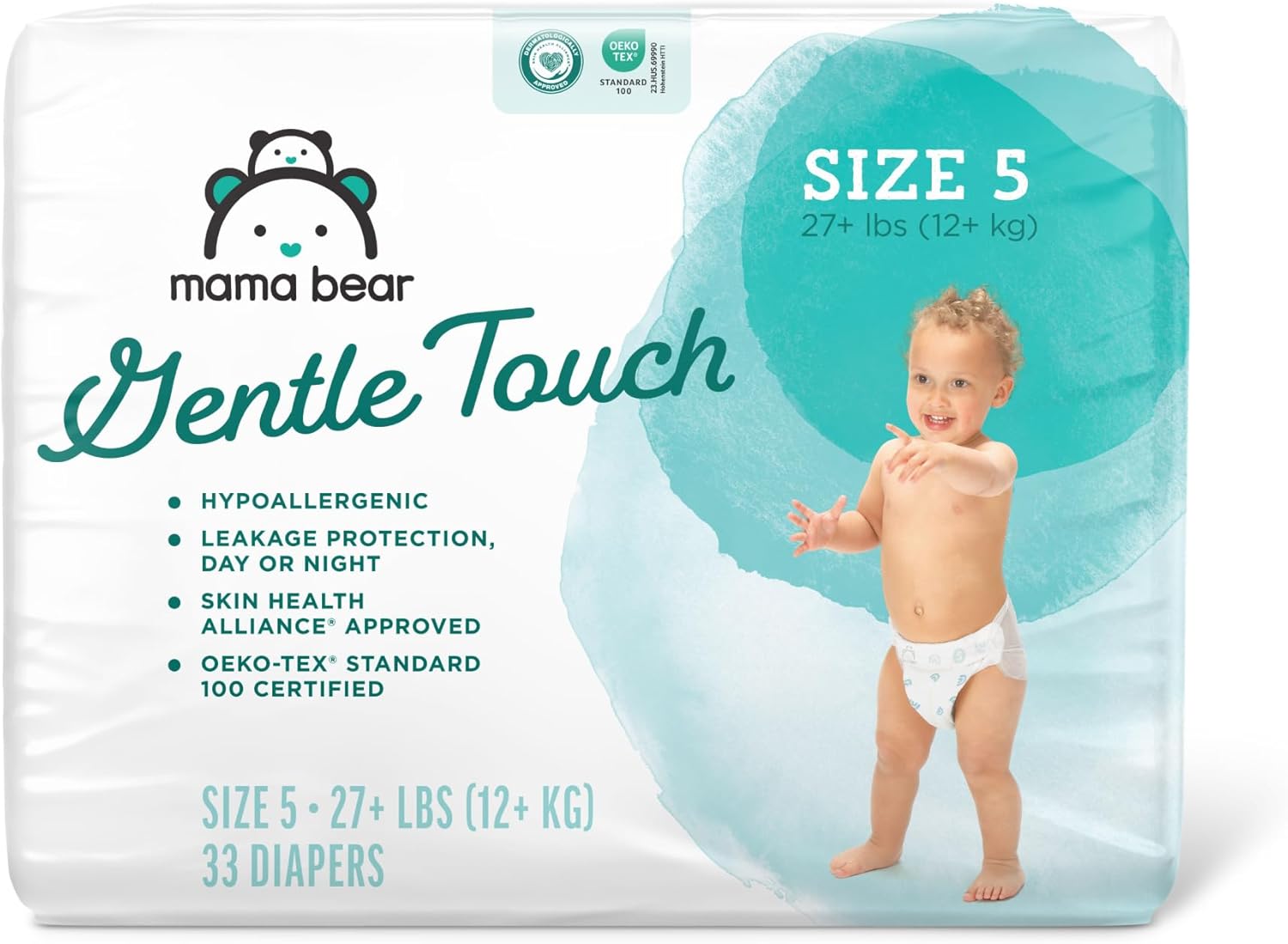 Amazon Brand - Mama Bear Gentle Touch Diapers, Hypoallergenic, Size 5, 33 Count, White