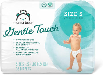 Amazon Brand - Mama Bear Gentle Touch Diapers, Hypoallergenic, Size 5, 33 Count, White