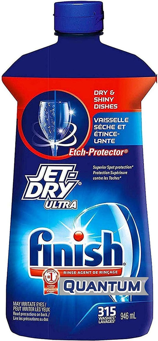 Finish Jet Dry Ultra Rinse Aid | Dishwasher Rinsing and Drying Agent - with Etch Protector - Prevents Spotting and Clouding - Large 32 Ounce Bottle - for 315 Washes : Health & Household