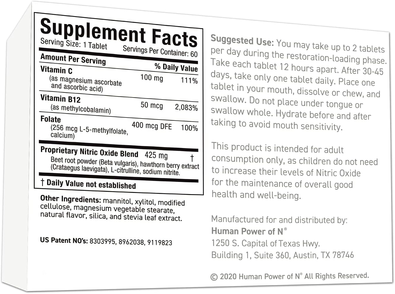 humanN Neo40 Professional - Daily Heart & Circulation Support - Methylfolate, Beet Root Powder, Hawthorn Berry, L-citrulline - 60 Dissolvable Tablets : Health & Household