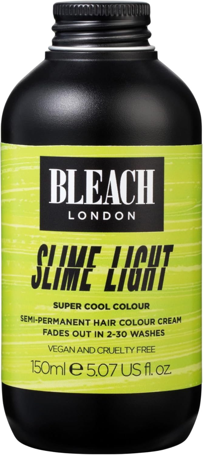 Bleach London Slime Light Semi-Permanent Hair Colour Cream - Electric Green, Vegan, Cruelty Free, Vibrant Temporary Dye 150 Ml